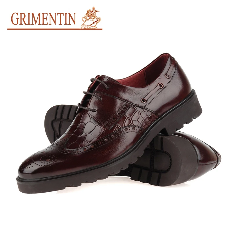 GRIMENTIN обувь мужчины роскошные кожаные формальные зашнуровать черный коричневый