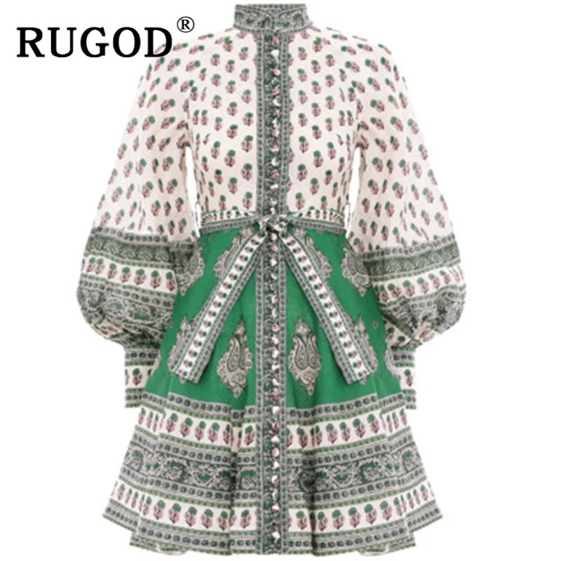 Женское винтажное платье с цветочным принтом RUGOD Модные Вечерние Платья миди