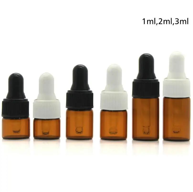 

1000Pcs/Lot 1/2/3ml Mini Amber Glass Dropper Bottle Empty Portable Perfume Samples Essential Oil Bottle Cosmetic Bottle