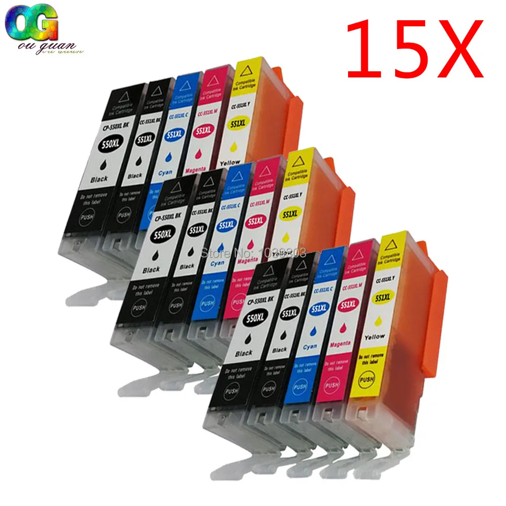 Картриджи чернильные 15 pk PGI 550 CLI совместимые с CANON PIXMA IP7250 MX920 MX925 MG5450 MG5550 MG7150 MG7550 MG5655