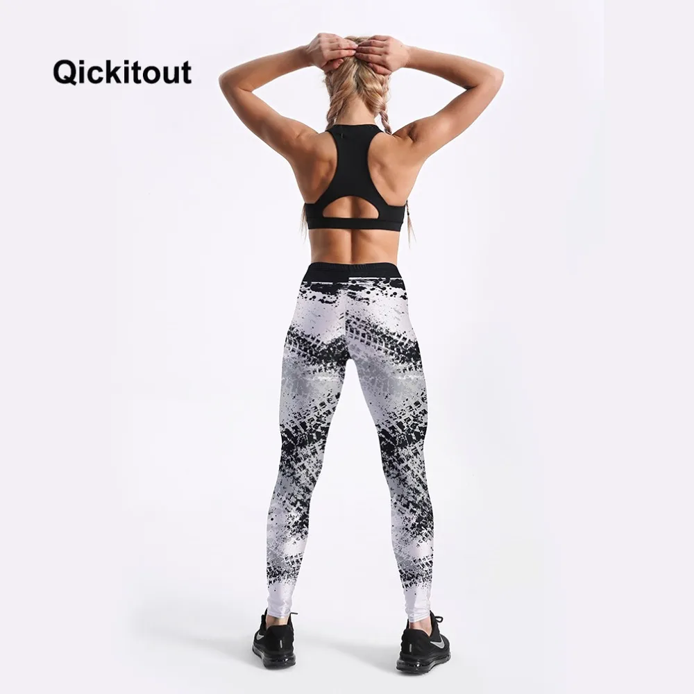 Qickitout женские модные леггинсы с принтом Высокая талия тонкий стрейч лодыжки