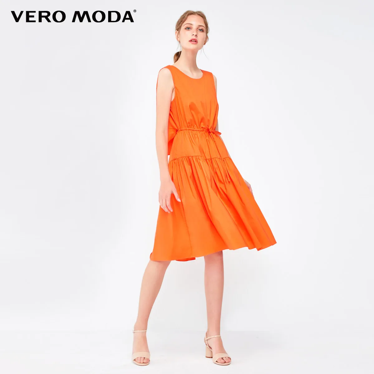 Vero Moda женские декоративные шнурок без рукавов трапециевидной формы миди платье чистый платье | 31837A512
