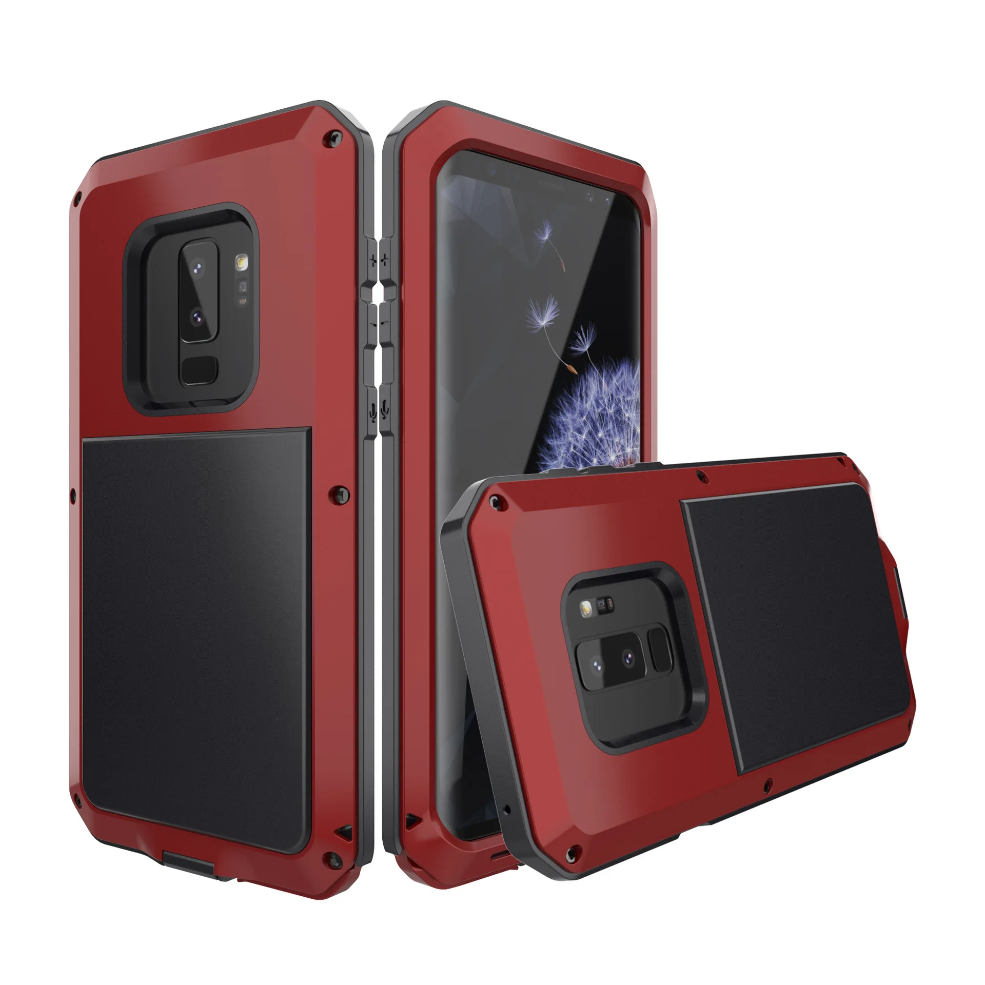 

Luxury Heavy Duty Aluminum Metal Case for Samsung Galaxy S9 Metal Frame+Silicone Hybrid Tough Armor Phone Cover for S9 Plus