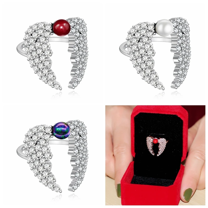 Almei Wedding Rings For Women Wing Jewelry Engagement Ring Female New Year Gifts Fashion Jewellery Decorating Black Friday Y345 | Украшения