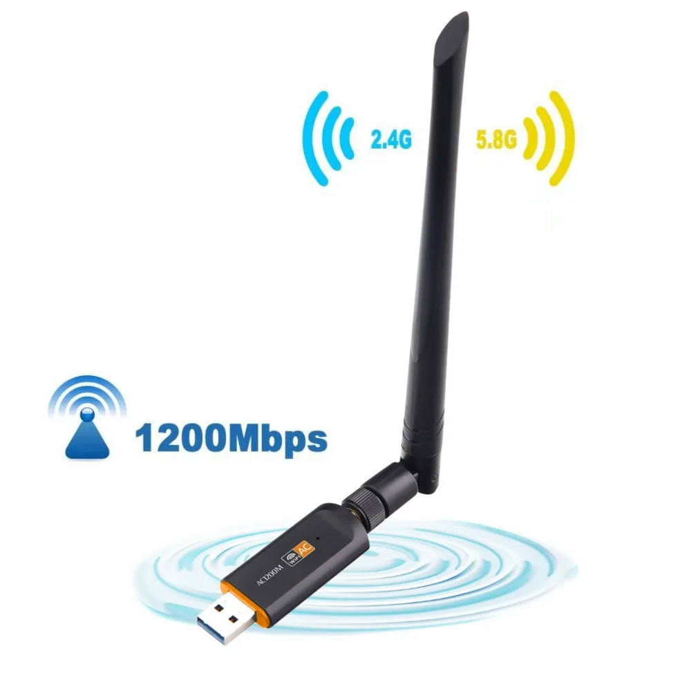 Беспроводная сетевая карта WiFi LAN адаптер Горячая мини 1200 Мбит/с USB 802.11ac 2,4g& 5 ГГц wifi ключ с 5dbi антенной