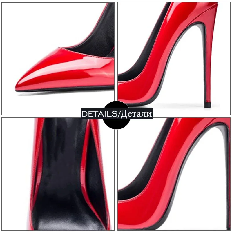 

WETKISS 2019 Spring High Heels Pumps Women Pointed Toe Footwear Shallow Party Shoes Female Patent Pu Shoes Woman Plus Size 45