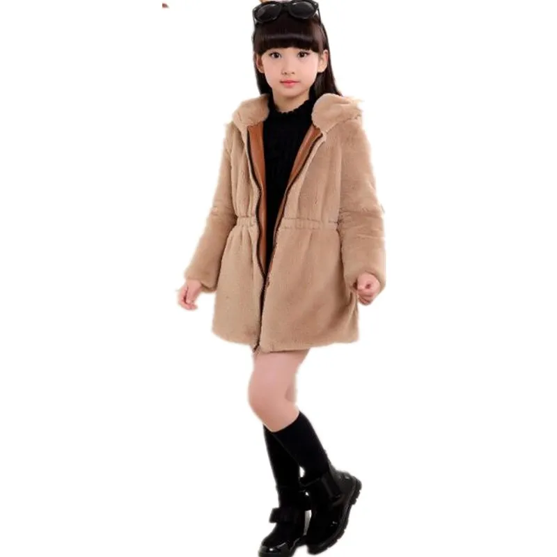 Платье для маленьких девочек 2019 осень-зима куртки теплое пальто с искусственным