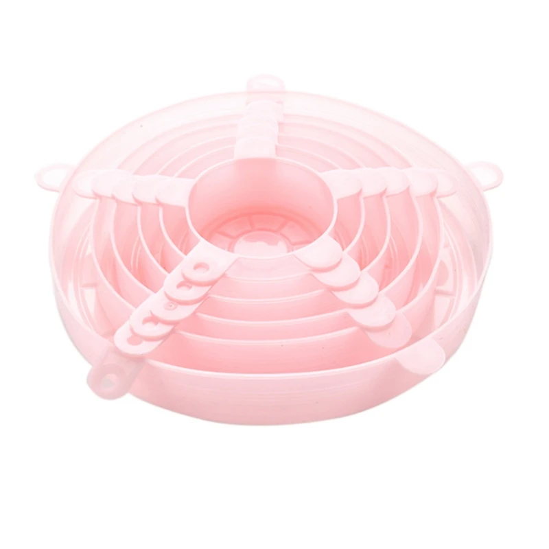

Multi-function fruit and vegetable cling film preservation bowl cover Silicone fresh-keeping cover six-piece stretchable