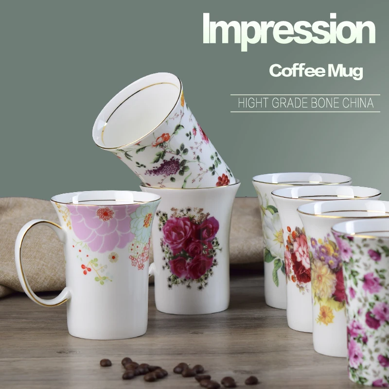 400 мл костяного фарфора натуральный сад керамическая чашка набор китай кофейная