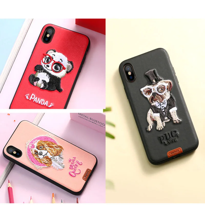 Оригинальный Remax PU Телефонные Чехлы для iphonex X Обложка 3D Вышивка животного iPhone