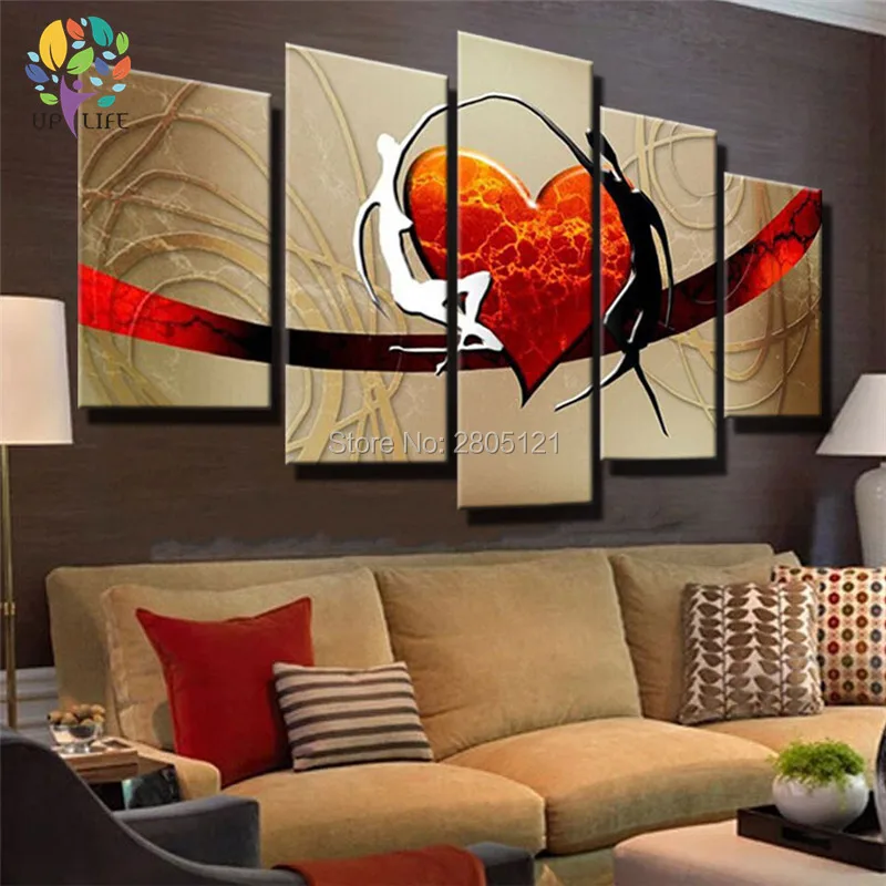 Мост в любовь! Ручная роспись 5 шт Холст Картина маслом дизайн сердце искусство