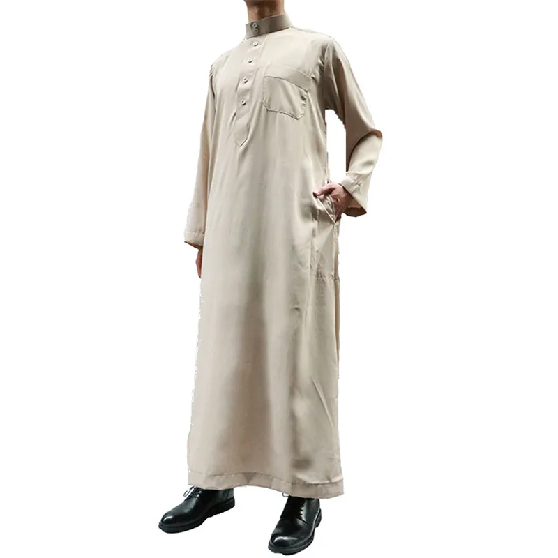 Новый дизайн Исламская одежда абайя Стенд воротник с длинными рукавами jubba thobe