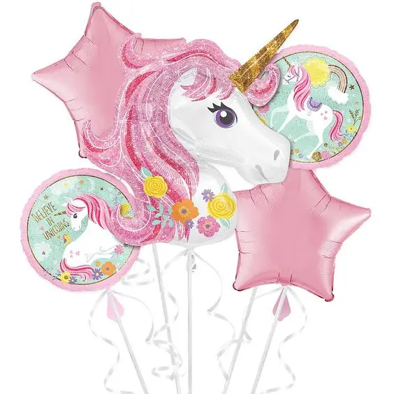 5pcs pink unicorn STARLZMU 1 шт Единорог воздушные шары День рождения украшения Детские гелиевые шары с персонажами мультфильмов Единорог вечерние украшения Balony - Цвет: 5pcs pink unicorn