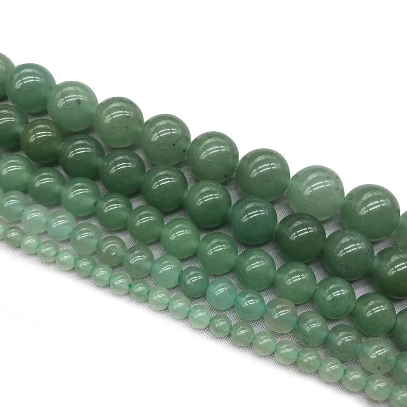 Natural Stone Green Aventurine Round Loose Beads 15" Strand 4 6 8 10 12 MM Pick Size For Jewelry Making images - 6