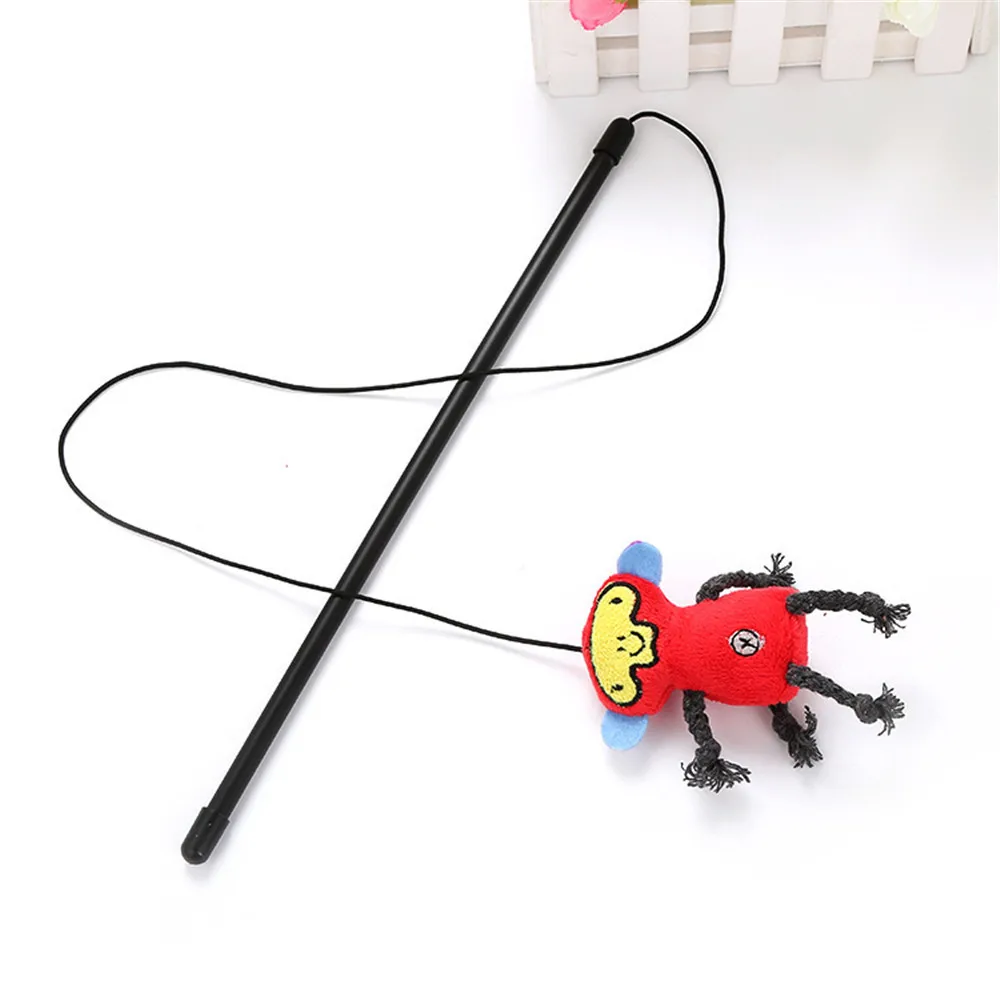 CatToy Funny Stuff Chaser Stick Cute Cartoon Rabbit Bird Monkey Interactive Play Pet Toy Brinquedo Gato hot sale
