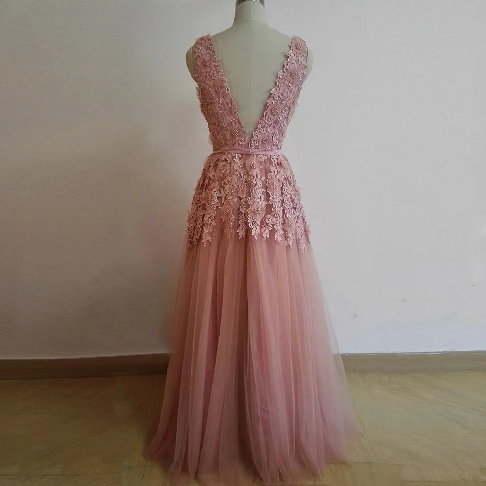 E JUE SHUNG Dusty Pink винтажные элегантные вечерние платья с кружевной аппликацией