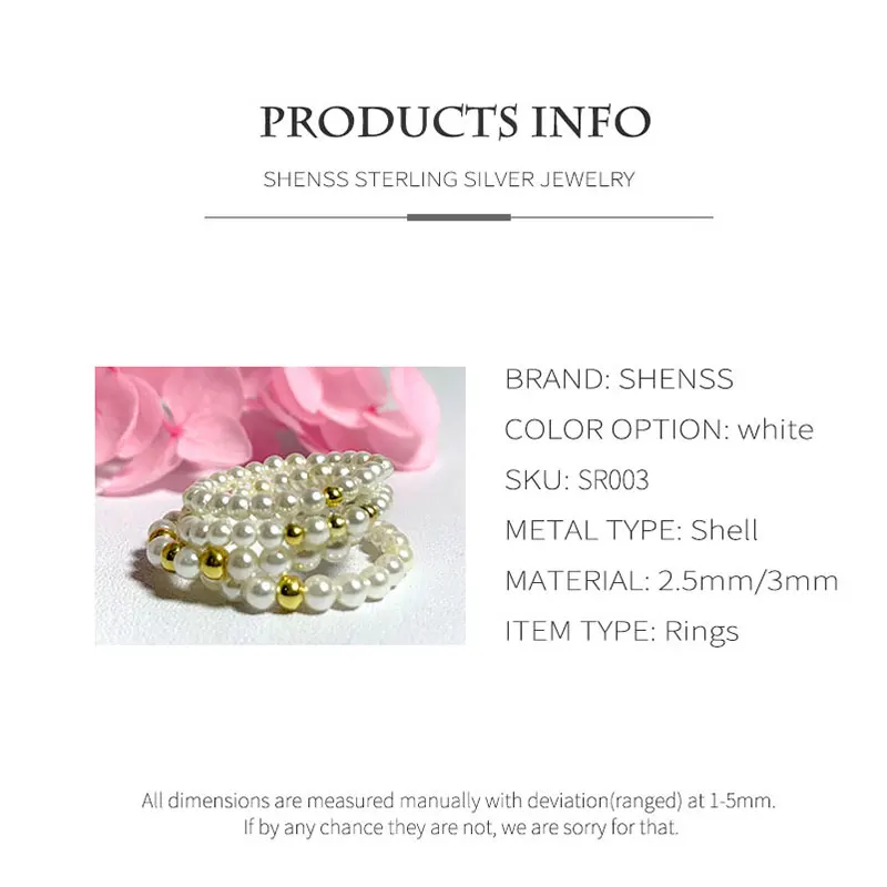 Жемчужное кольцо из ракушки эластичное 2 круга | Украшения и аксессуары