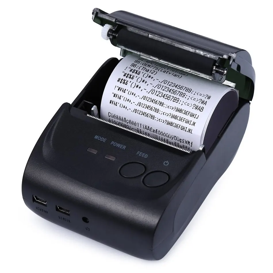 ZJiang ZJ-5802LD Mini Bluetooth Порты и разъёмы Термальность чековый принтер 58 мм высокой