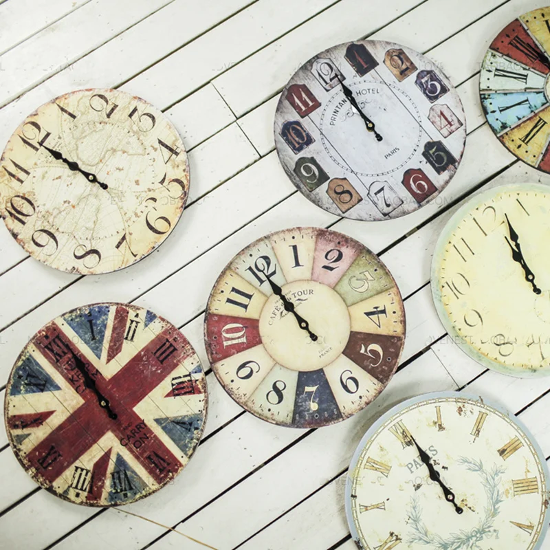 

Europe rural Vintage Wooden Wall Clock large decorative silent clocks watch Antique Style home decor birthday gift