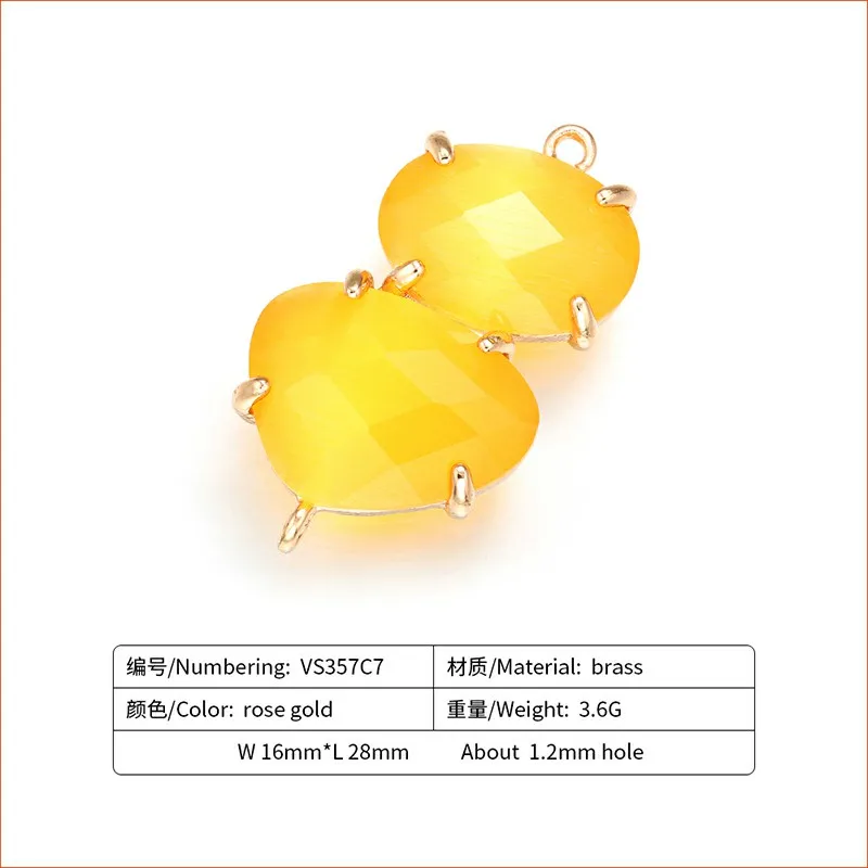 yellow ZHUKOU 16*28 мм Высокое качество Латунь кубического циркония Подвески-соединители DIY ювелирных изделий Модель: VS357 - Цвет: yellow