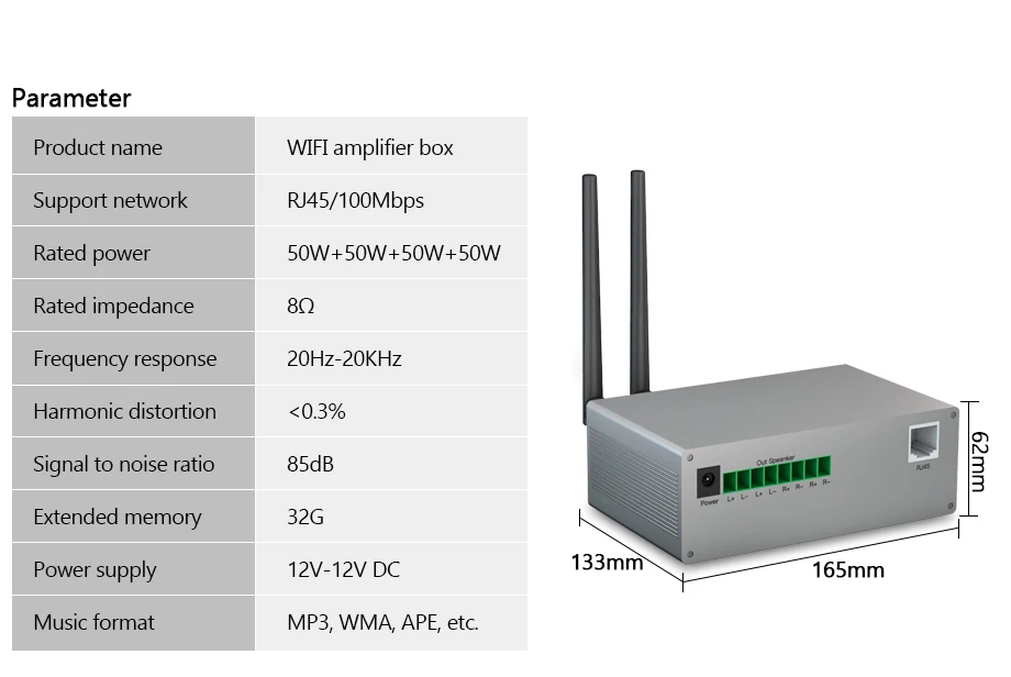 MZ01 MUZO Беспроводной интеллектуальный Wifi модуль усилитель коробка удобное приложение управление для дома фоновая музыка