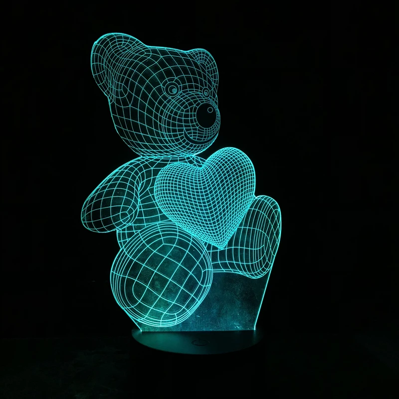 День святого Валентина подарки любовь медведь светильник 3D светодиодный светильник Светящиеся в темноте игрушки подарок на день рождения Luces Brinquedo для детские игрушки для сна