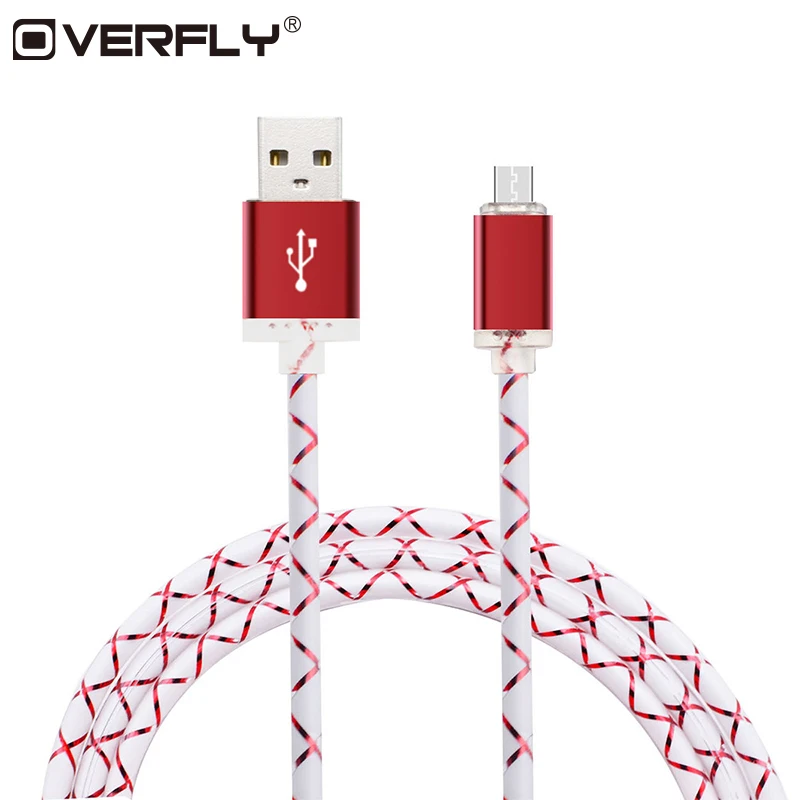 Overfly 1 м Micro USB кабель цветной волоконно оптический для передачи данных Sumsang Xiaomi