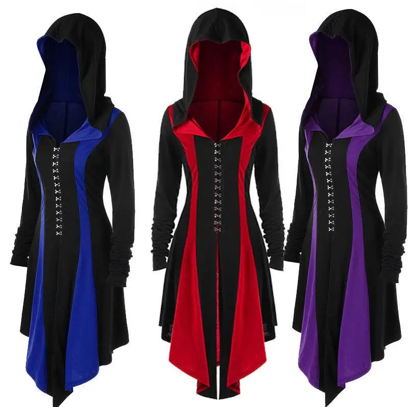 

Women Vintage Renaissance Gothic Costume Medieval Gown Dress Hooded Dress M-5XL