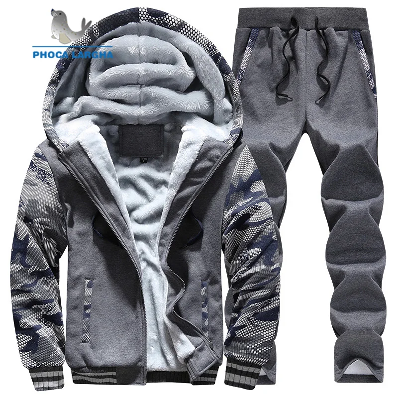 Новый Зимний комплект с толстовкой для мужчин 2018 повседневный мужской теплый