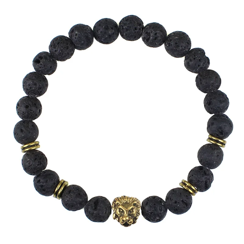 Леопардовый Лев мужской черный лавовый камень искусственный Будда Эластичный