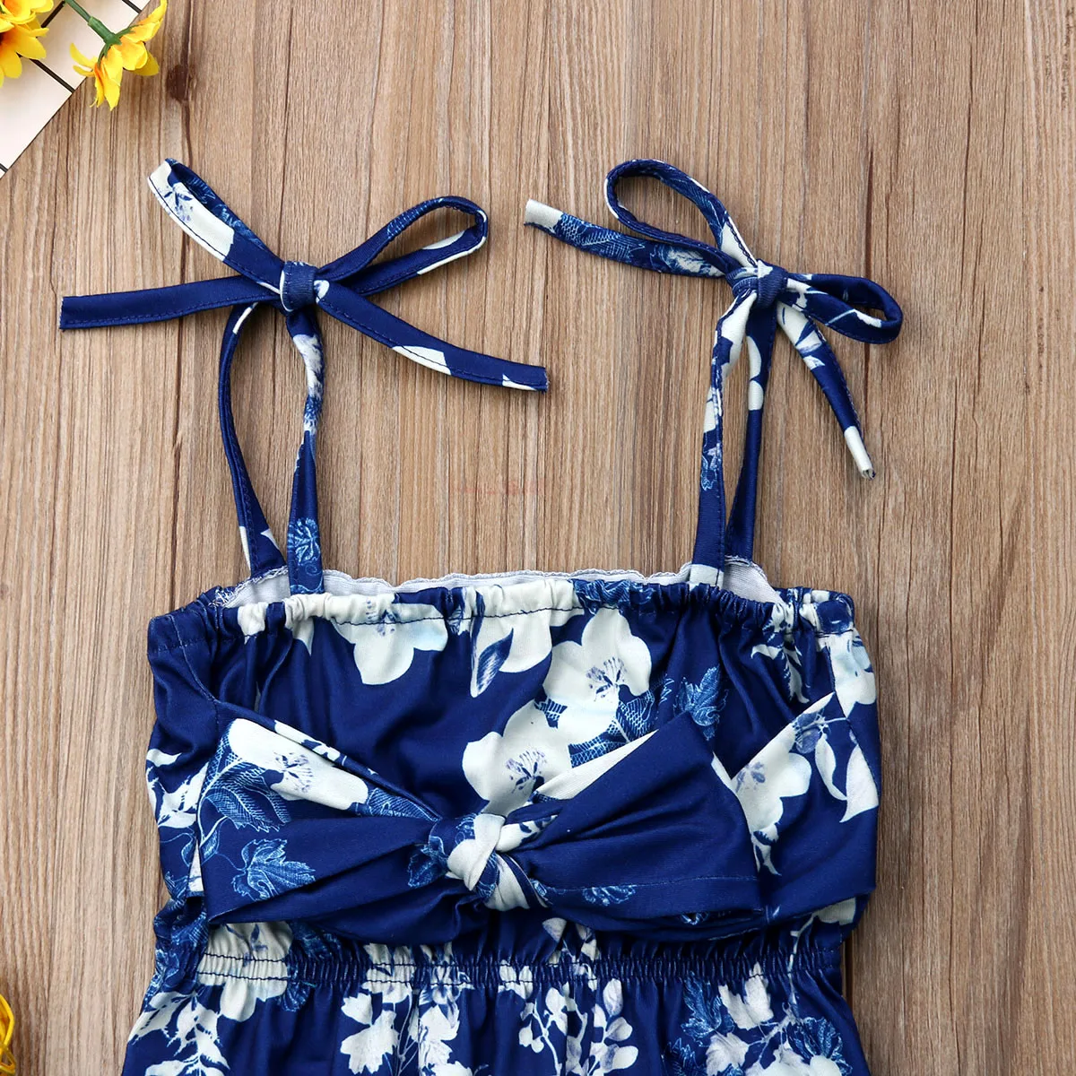 Лидер продаж Летний комбинезон без рукавов для маленьких девочек с цветочным