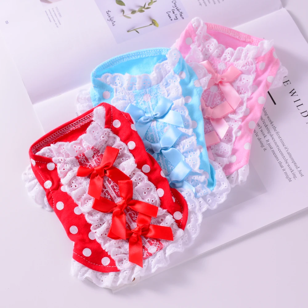 Кружева небольшой кота собаки рубашка бантом хлопок чашка щенок пуделя Костюмы