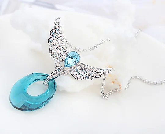 Высокого качества с украшением в виде кристаллов от Swarovski крылья крупное колье