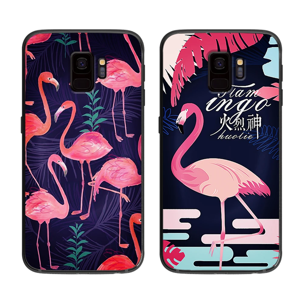 Розовый сексуальный мягкий чехол для телефона с фламинго Samsung Galaxy S6 S7 S8 S9 S10e Plus Note 8