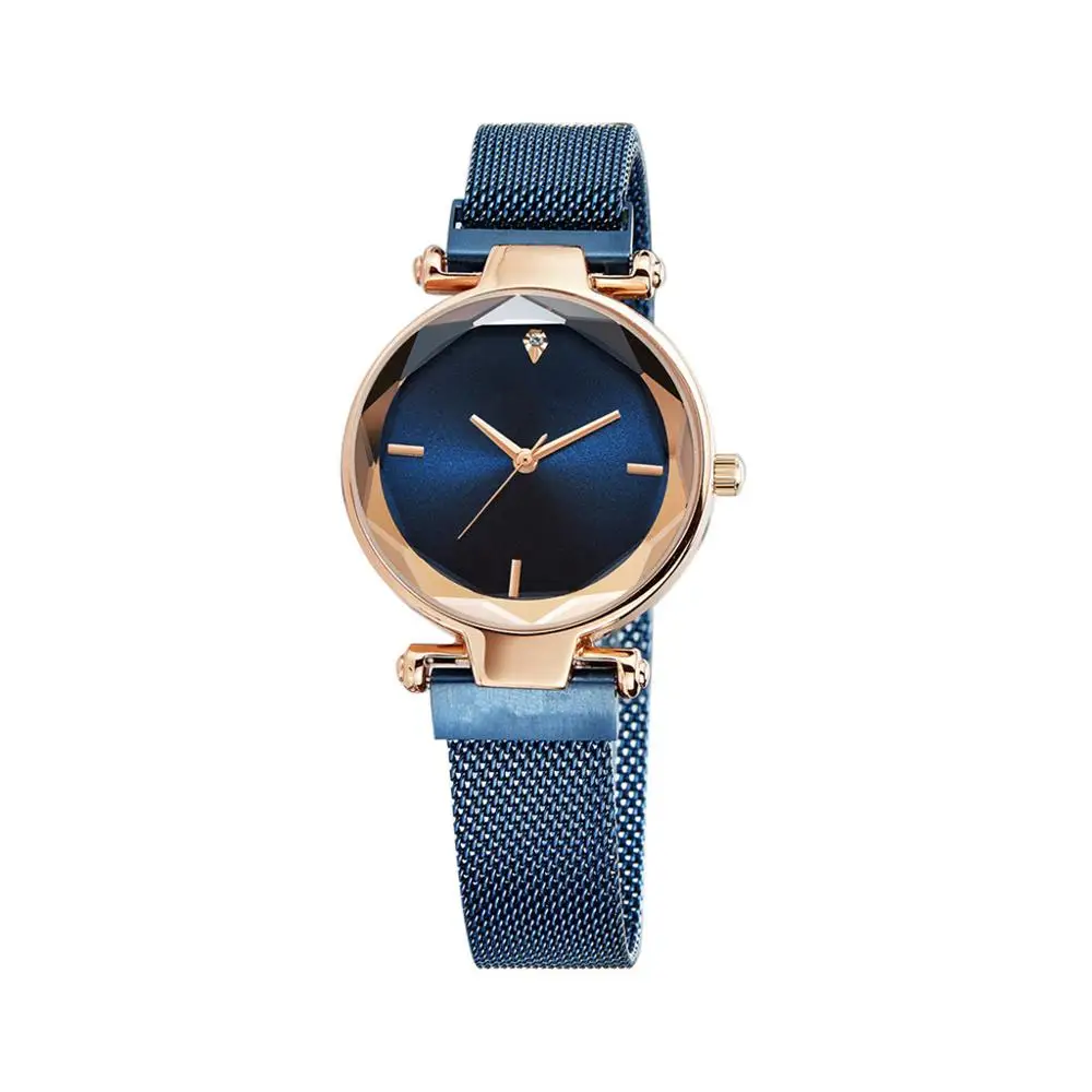 Blue Простые женские часы, модные женские часы, роскошные кварцевые наручные часы, неправильный циферблат, магнитная пряжка, ремешок Zegarki Damskie@ 50 - Цвет: Blue