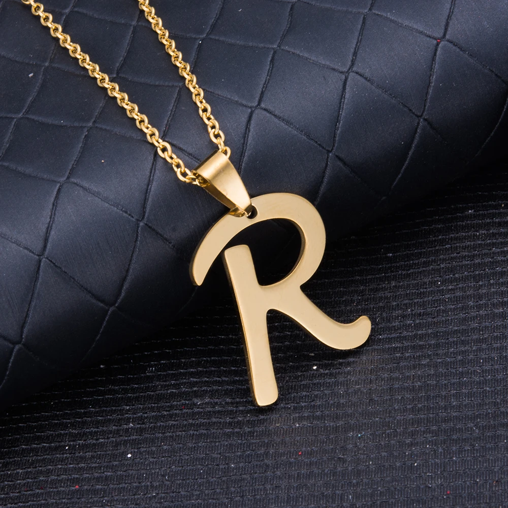 WANDO маленькая буква R золотого цвета инициальный Алфавит ожерелья 50 см цепь для