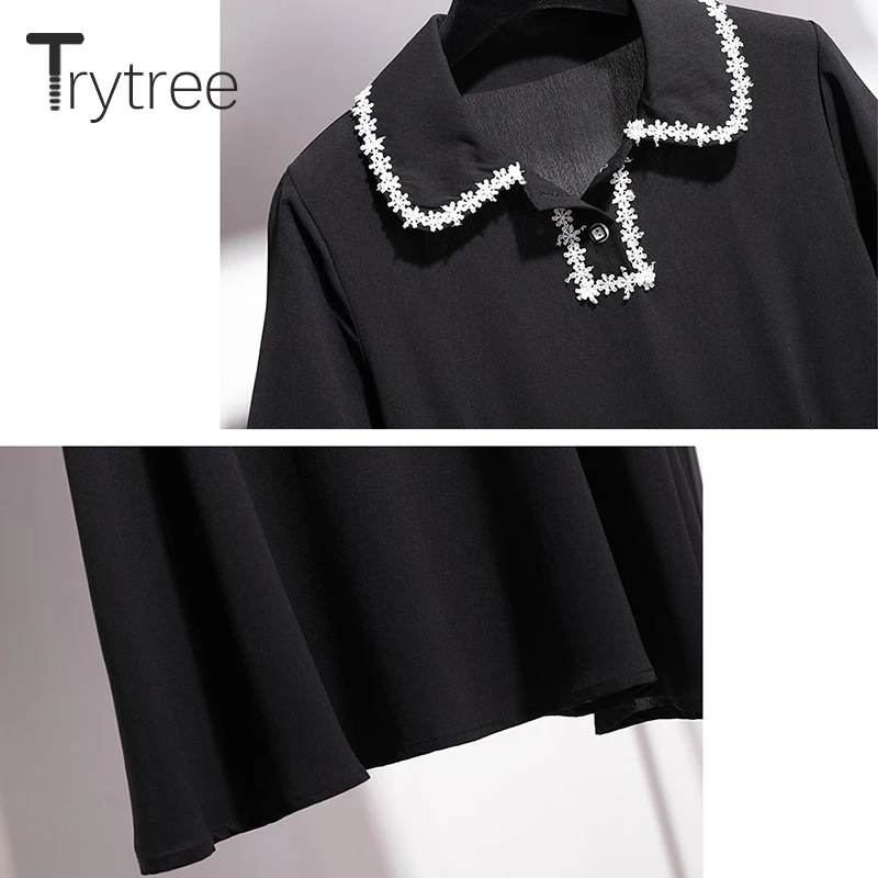 Trytree Лето Осень Платье женское повседневное одноцветное платье с коротким