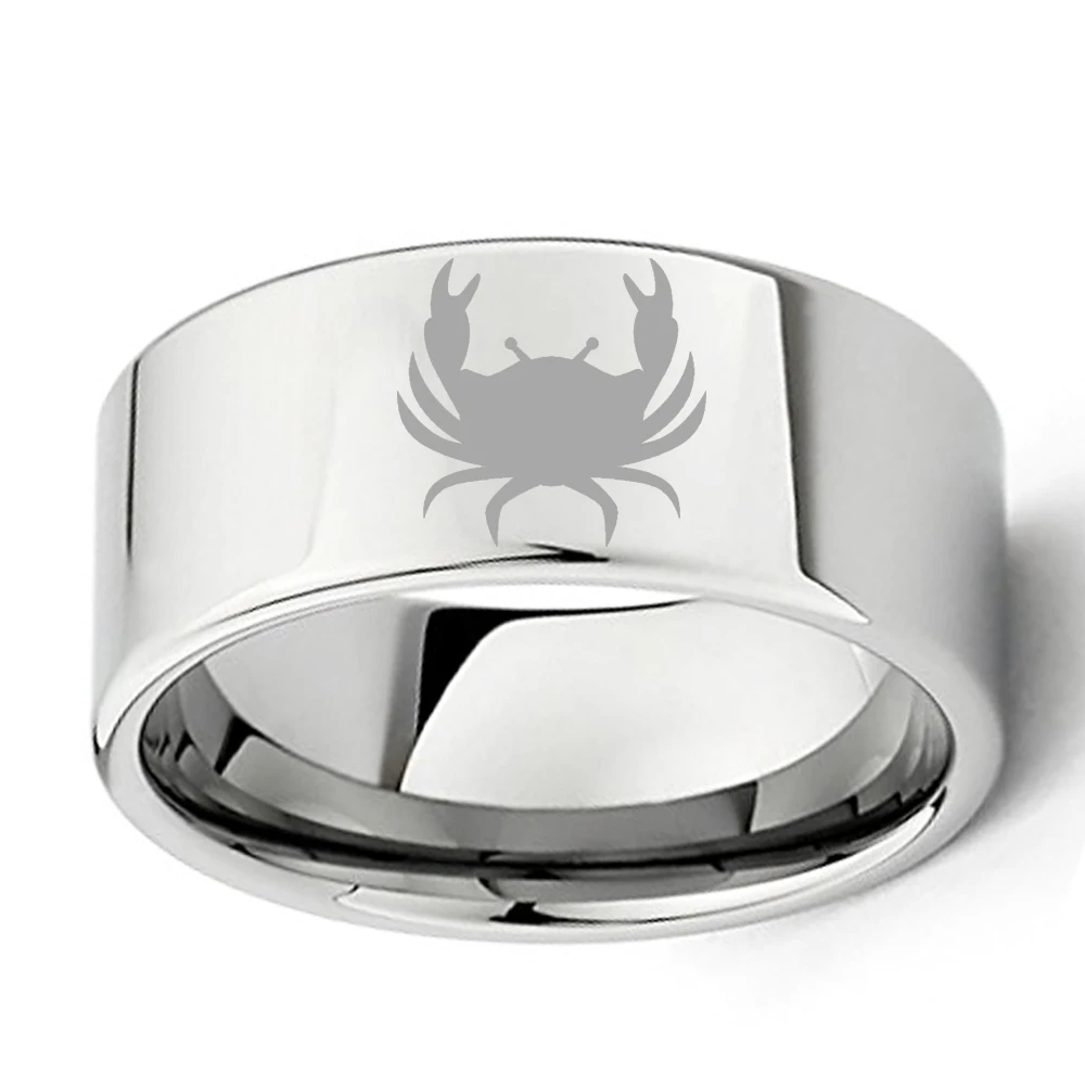 Прямая поставка 11 мм Мужской вольфрамовый Карбид Рак зодиака блестящее плоское
