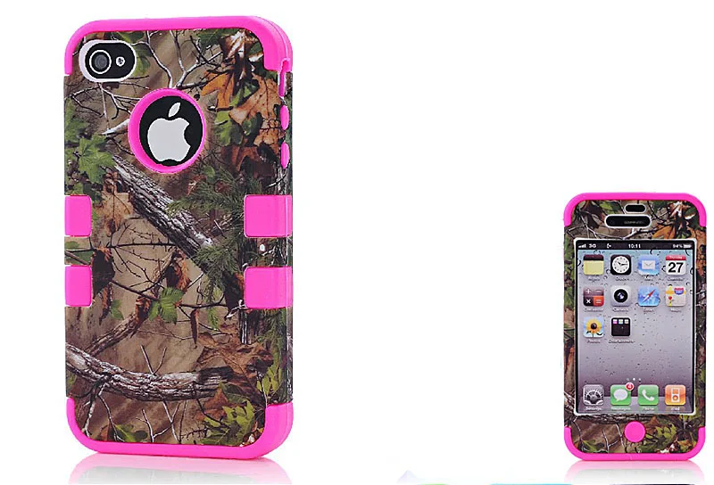 3 в 1 MOSSY OAK TREE розовый Камуфляжный защитный чехол для телефона APPLE iPhone 4 4S |