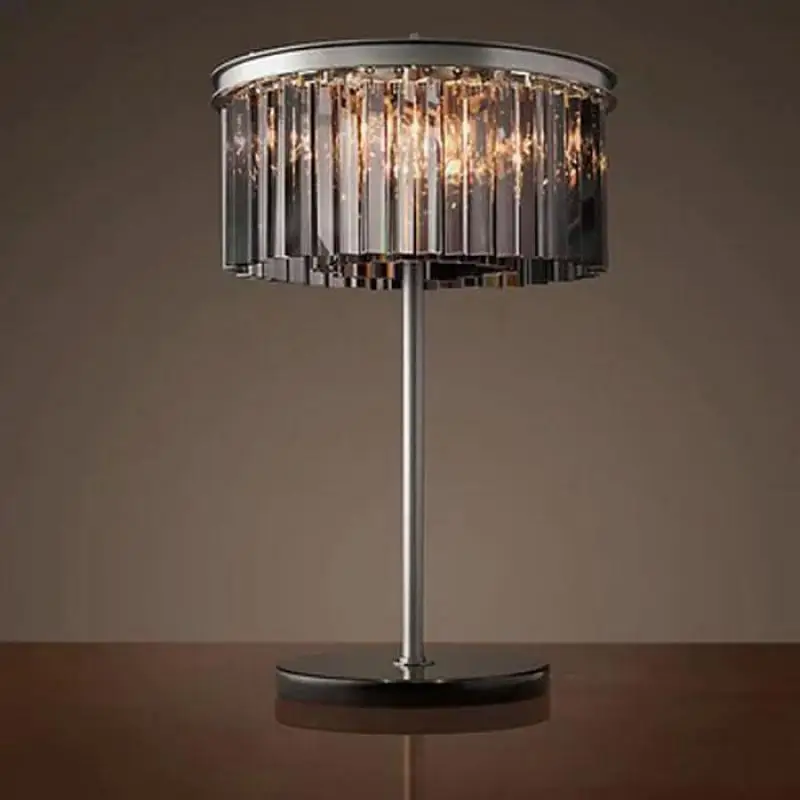 Античная круглая Дымчатая Хрустальная настольная лампа абажур E14 * 4 Rh чердак