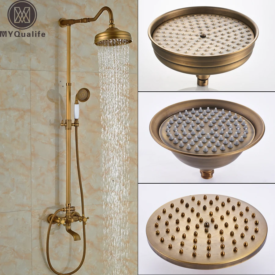 

Luxury Rainfall Shower Mixer Faucet In Wall Bath Shower Set Rainfall 8" Brass Shower Head Tub Shower Mixer Tap with Handshower