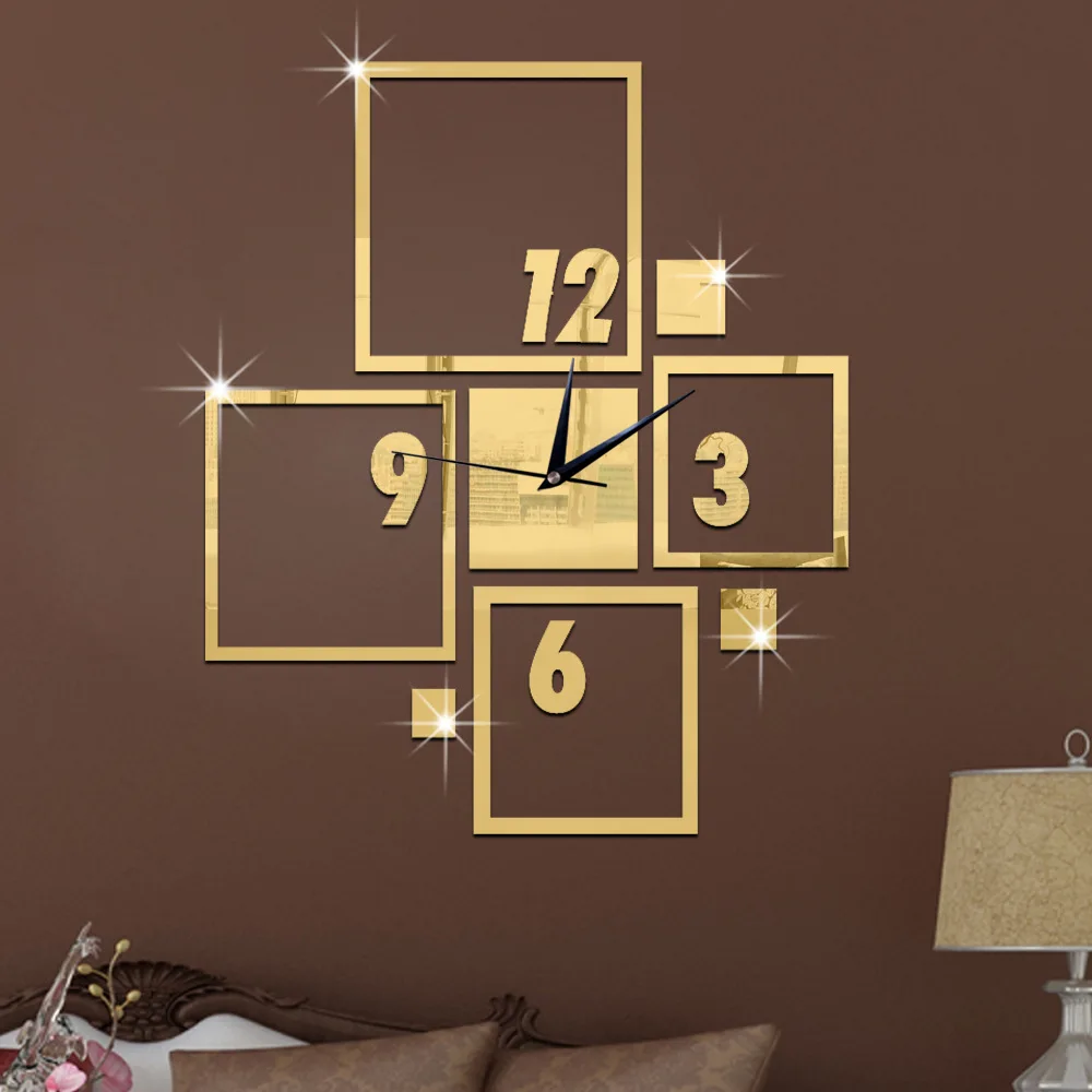 

DIY 3D clock wall clock creative living room bedroom fashion mirror mute clock