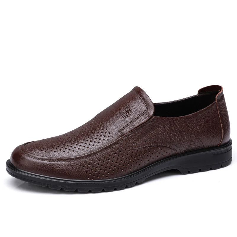 Brown CAMEL/Модная дышащая мужская обувь; мягкие лоферы из натуральной кожи; мужские деловые туфли на плоской подошве; мужские мокасины; мужская обувь - Цвет: Brown
