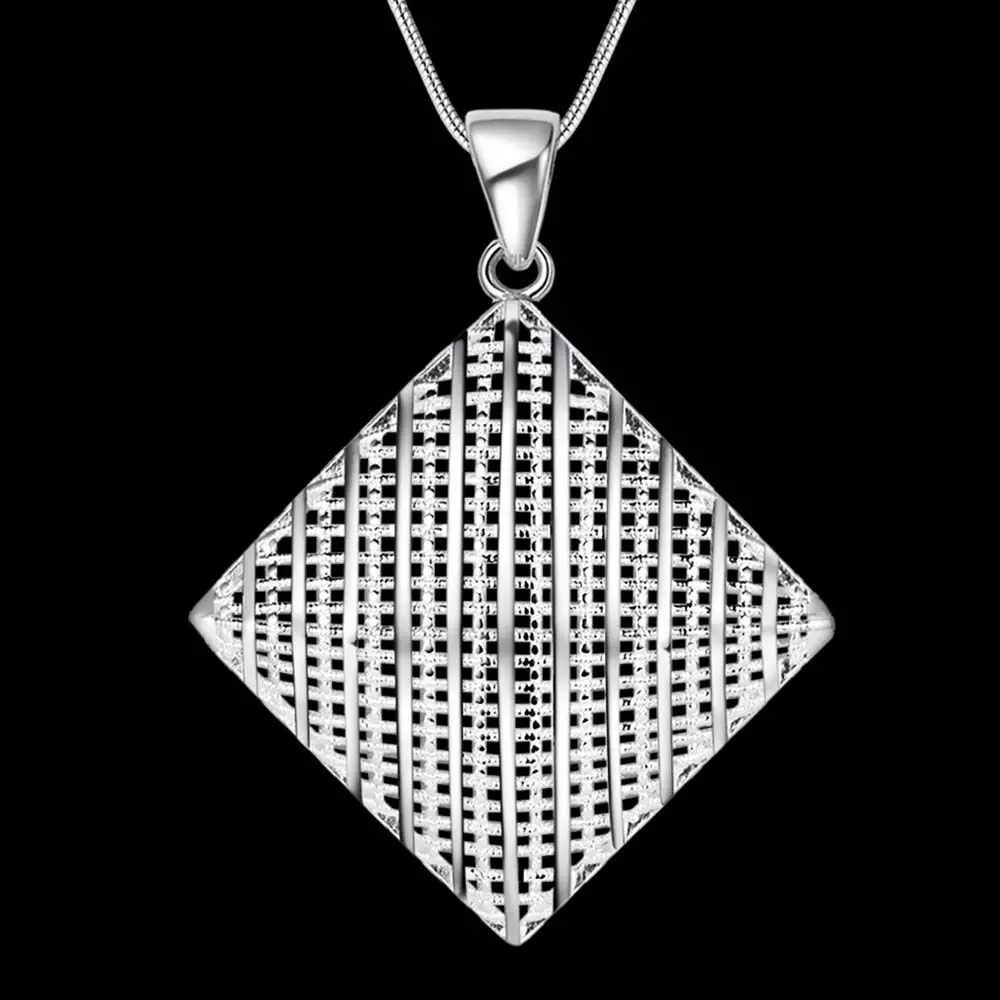 Простые Модные ювелирные изделия посеребренные квадратные ожерелья и кулоны для