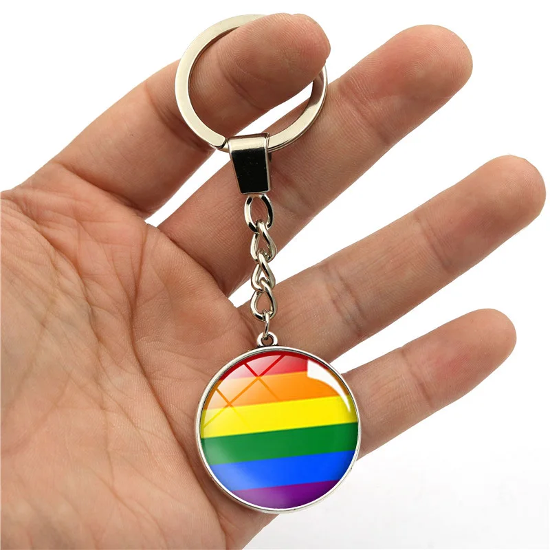 Gay Pride Радужный Флаг двусторонний стеклянный кулон брелок для ключей ювелирные