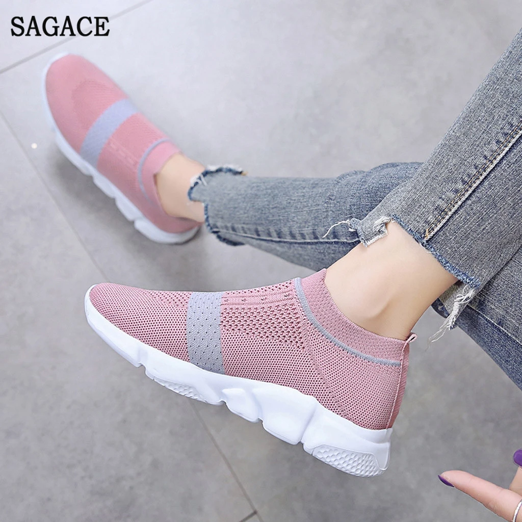 Кроссовки SAGACE женские летающие Вулканизированная подошва без шнуровки дышащие