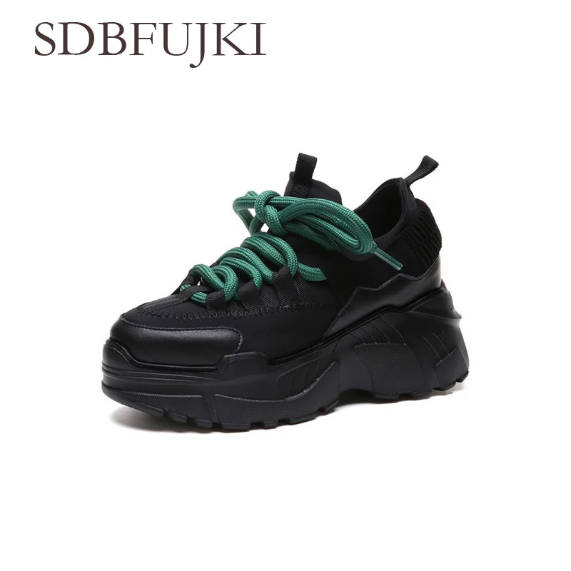 Кроссовки на платформе Nieuwe Vrouwen Stijlvolle Dikke Zool Loopschoenen Hoogte Toenemende 8 см спортивные