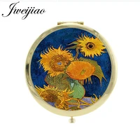 jweijiao famous paintings sunflowers pocket mirror for girls small mirrors for women van gogh masterpiece round mirrors pt81