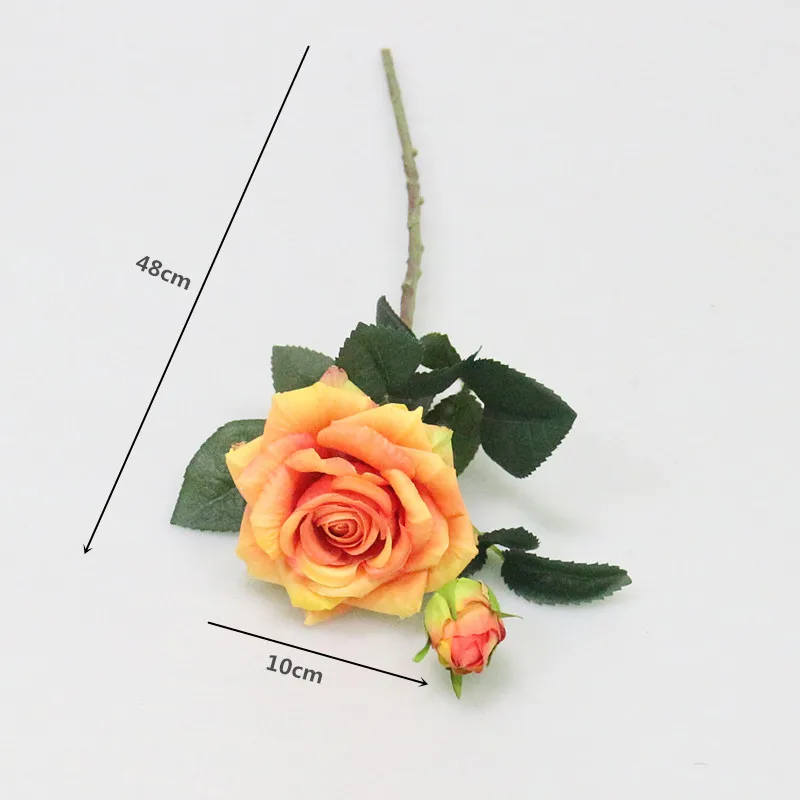 

Flone Artificial Real Touch 2 Heads Rose Fake Flowers Plant Bouquet Wedding Home Party Garden Flower Wall Decoration Accessories