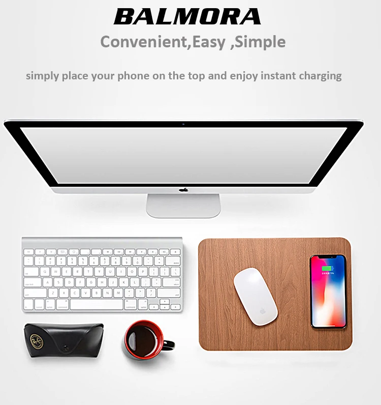 BALMORA QI дорожное Беспроводное зарядное устройство коврик для мыши iPhone X 8 8P USB